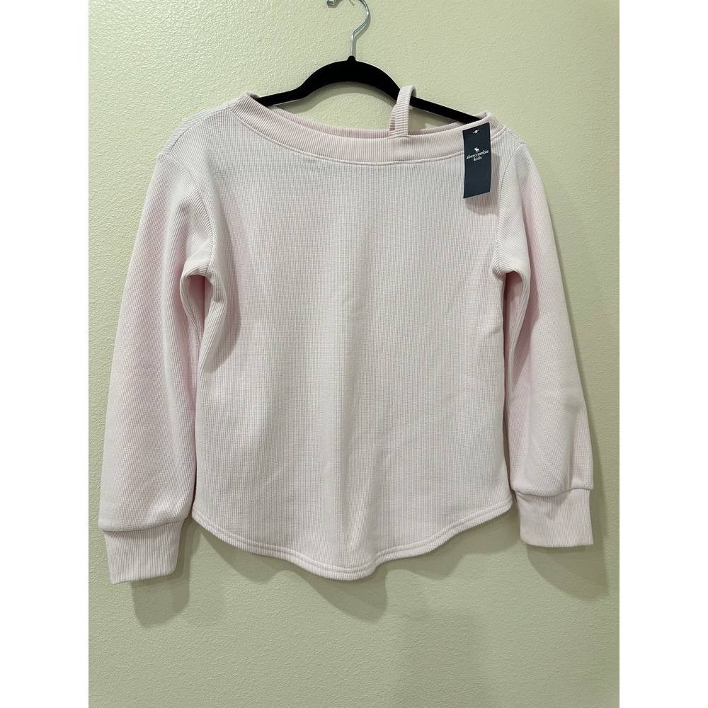 Abercrombie Kids Pink Waffle Knit Cutout Neck Long Sleeve Top Size 11/12 NEW